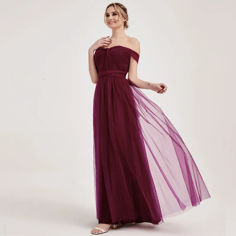 Burgundy MULTI WAY Sweetheart Tulle Bridesmaid Dress