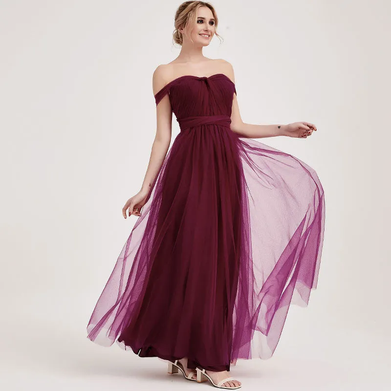 Burgundy MULTI WAY Sweetheart Tulle Bridesmaid Dress