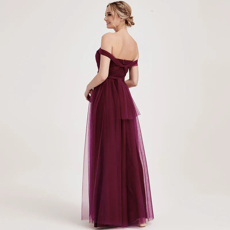 Burgundy MULTI WAY Sweetheart Tulle Bridesmaid Dress