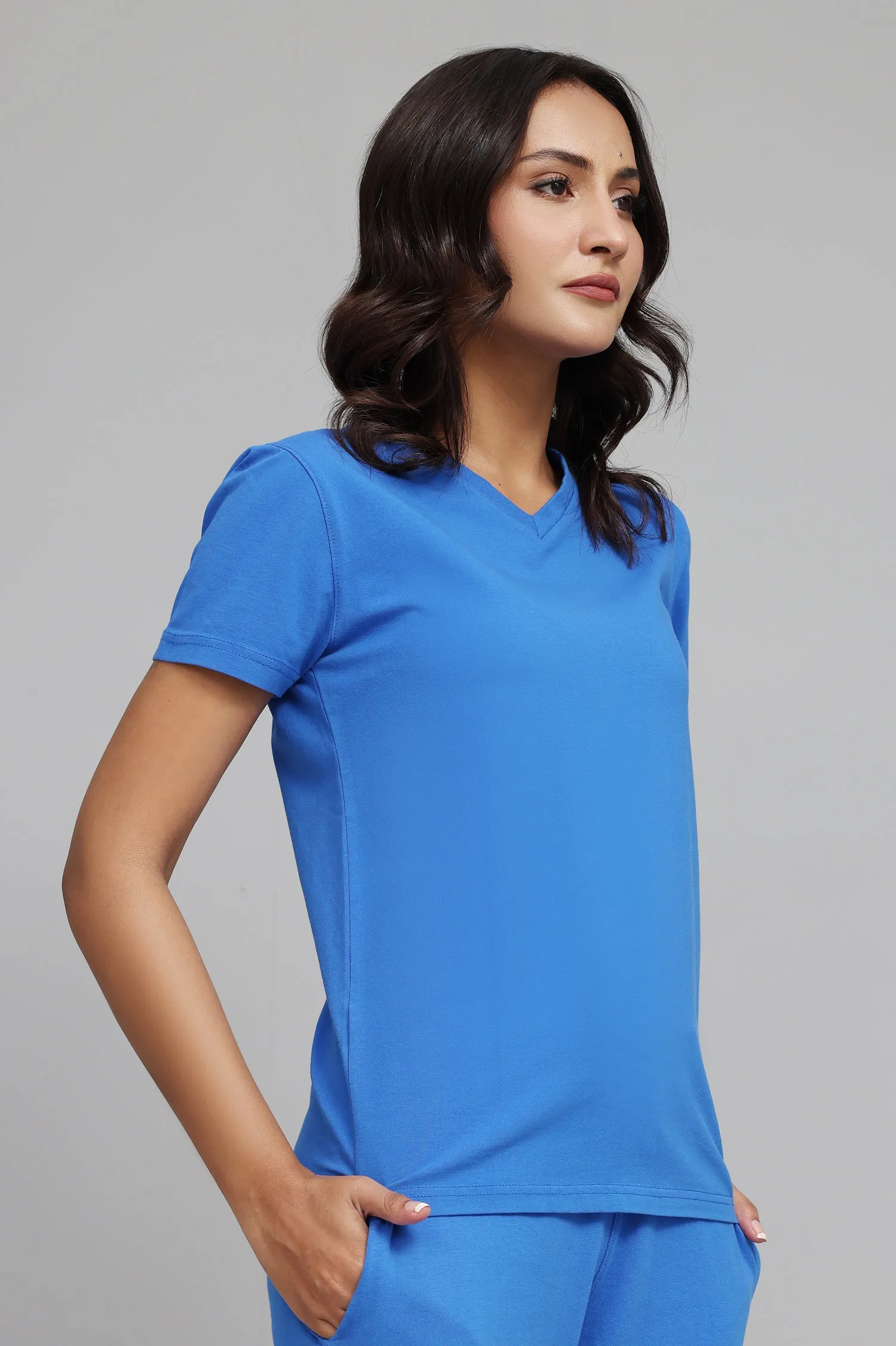 CLASSIC V-NECK TEE-ROYAL-BLUE