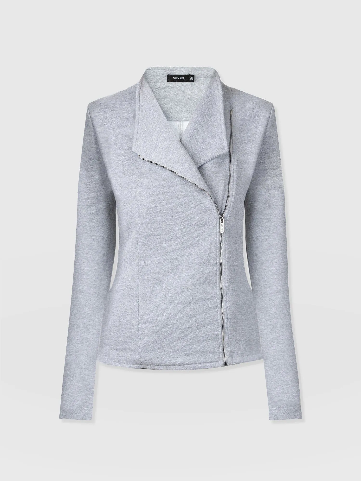 Cotton Biker Jacket - Grey Melange