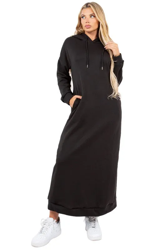 Cozy Comfy Hoody Dress- Black