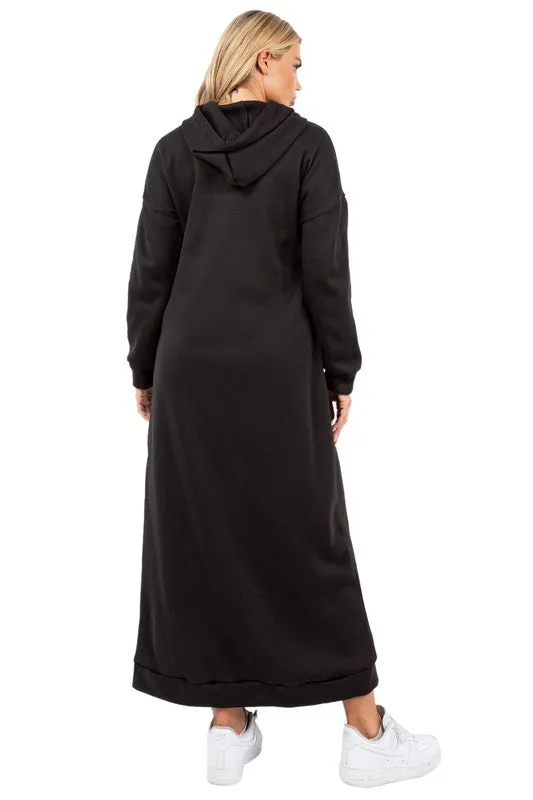 Cozy Comfy Hoody Dress- Black