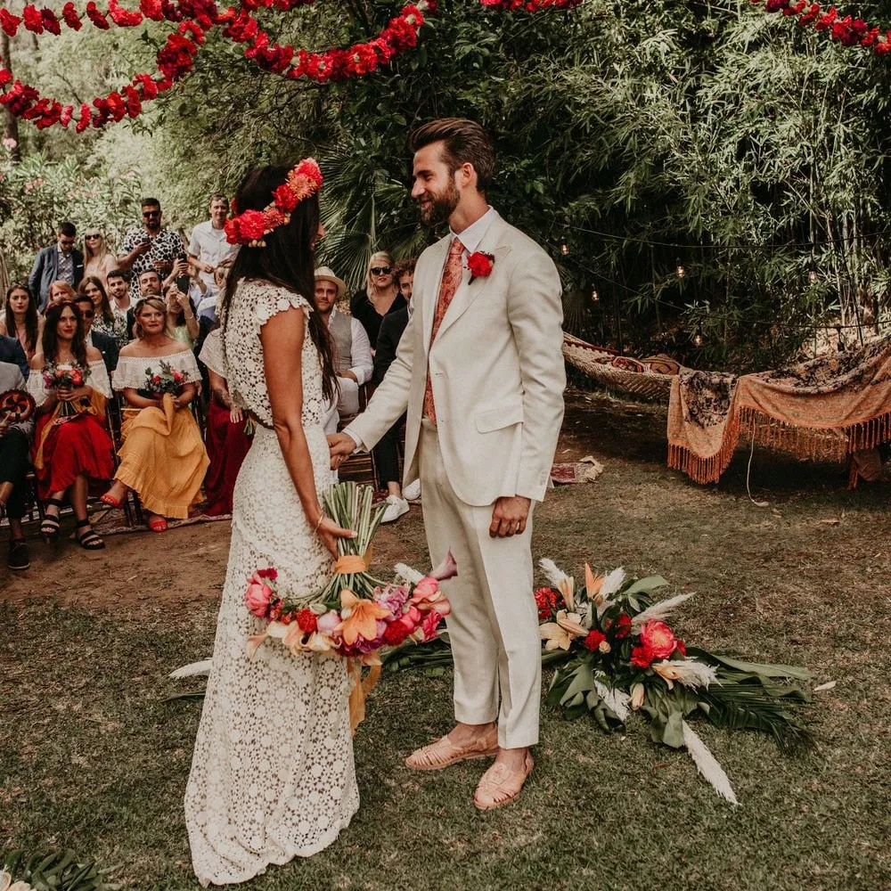 Crop Top Bohemian Wedding Dress