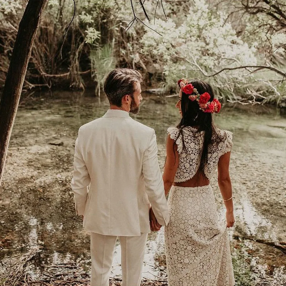 Crop Top Bohemian Wedding Dress