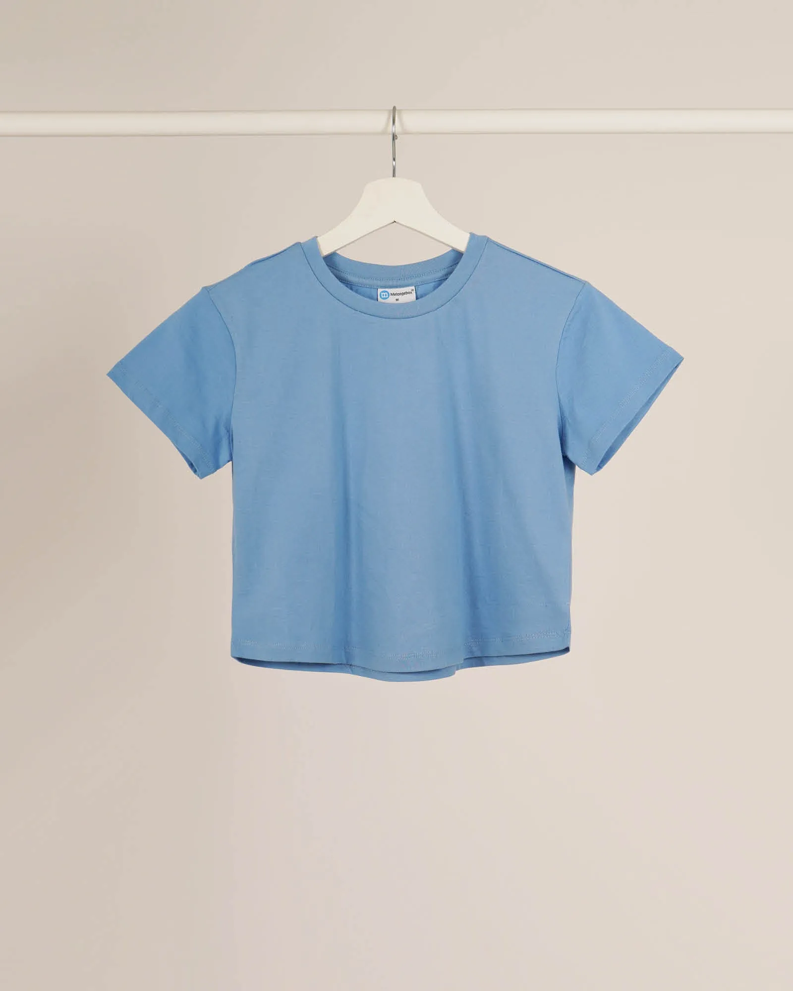 Crop Top: Solid Cyan Blue