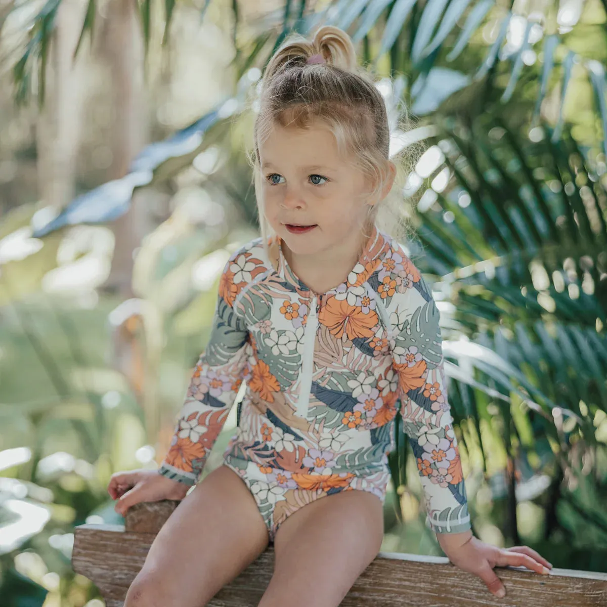 Cry Wolf Long Sleeve Swimsuit Tropical Floral