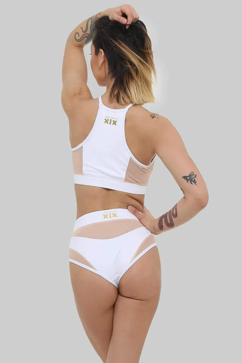 CXIX I S I S High Waisted Bottoms - White with Sand Mesh