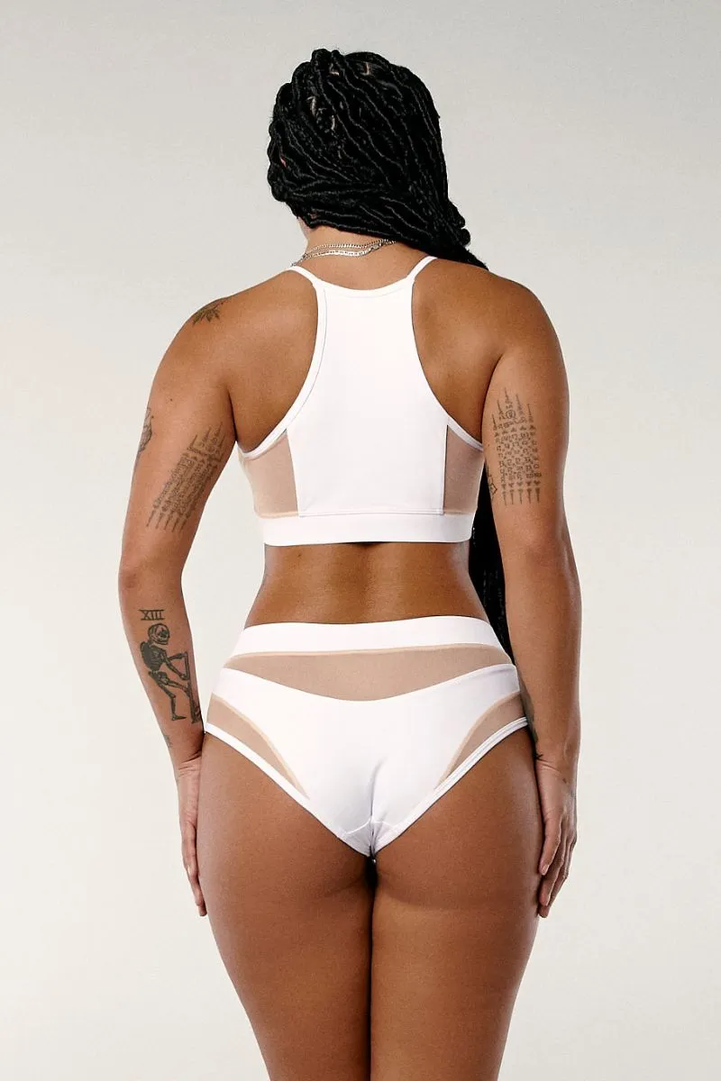 CXIX I S I S High Waisted Bottoms - White with Sand Mesh