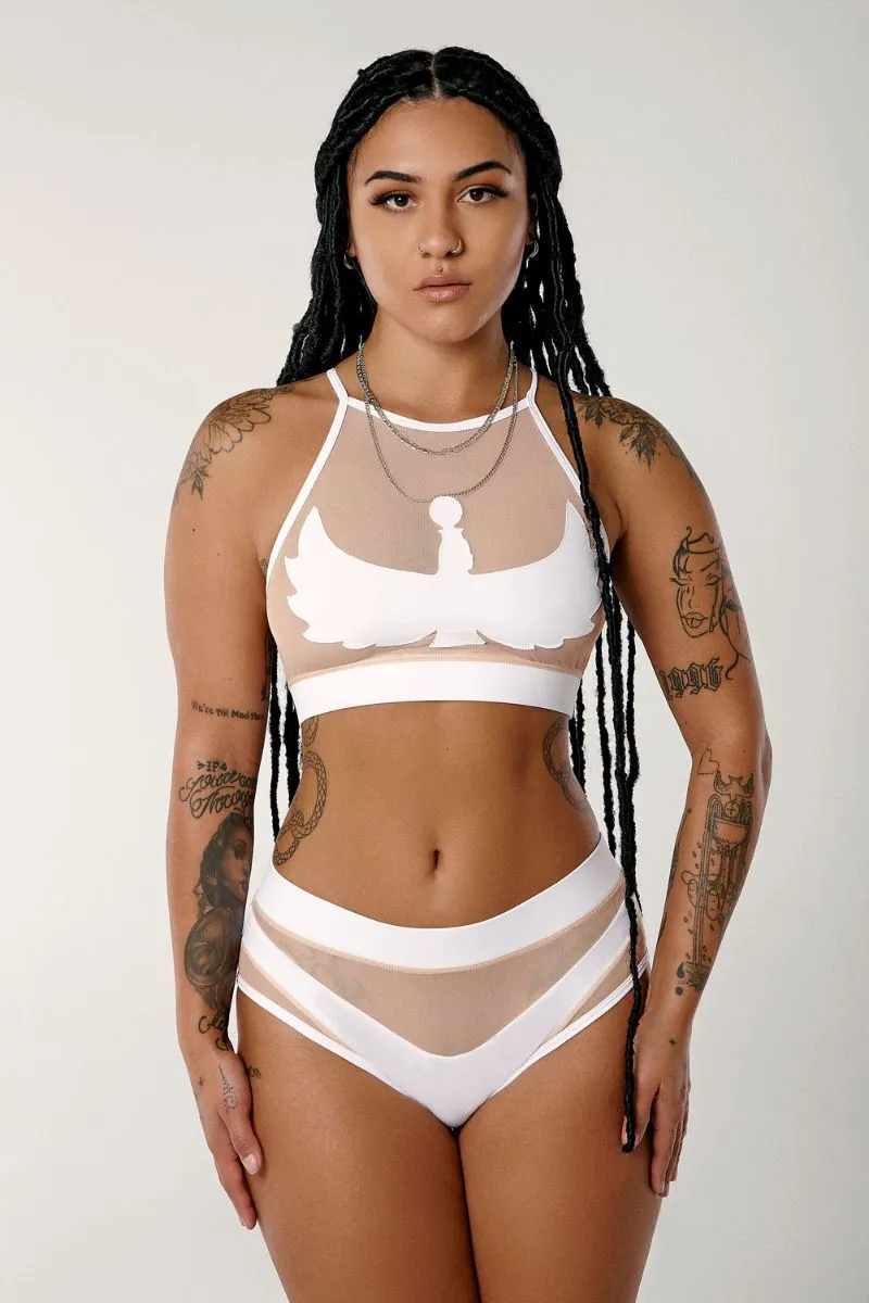 CXIX I S I S High Waisted Bottoms - White with Sand Mesh