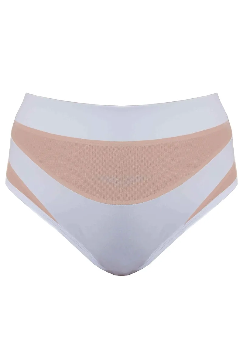 CXIX I S I S High Waisted Bottoms - White with Sand Mesh