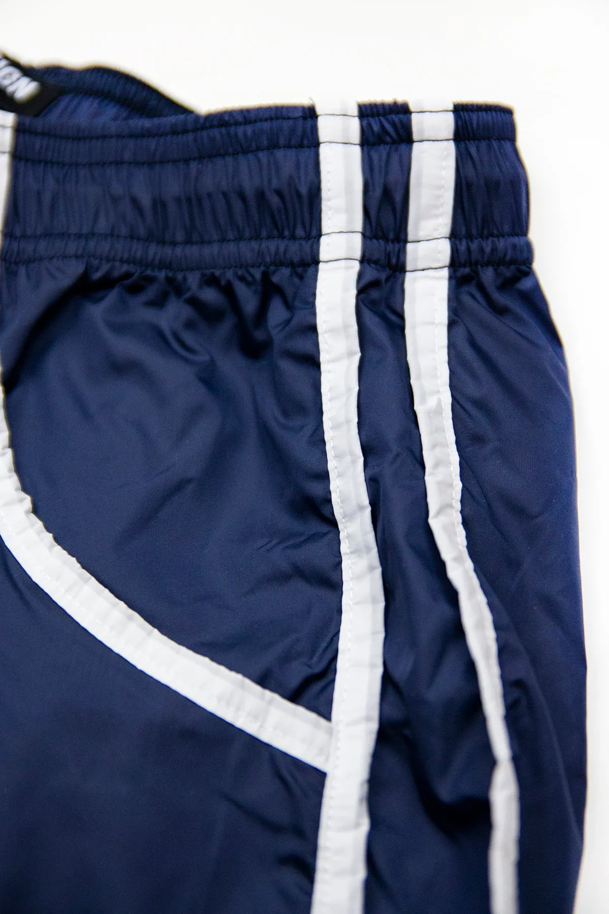 Dark Blue Men's Swimming Shorts With White Borders BW02DB