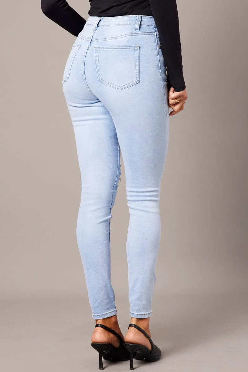 Denim Skinny Jean High Rise Ripped