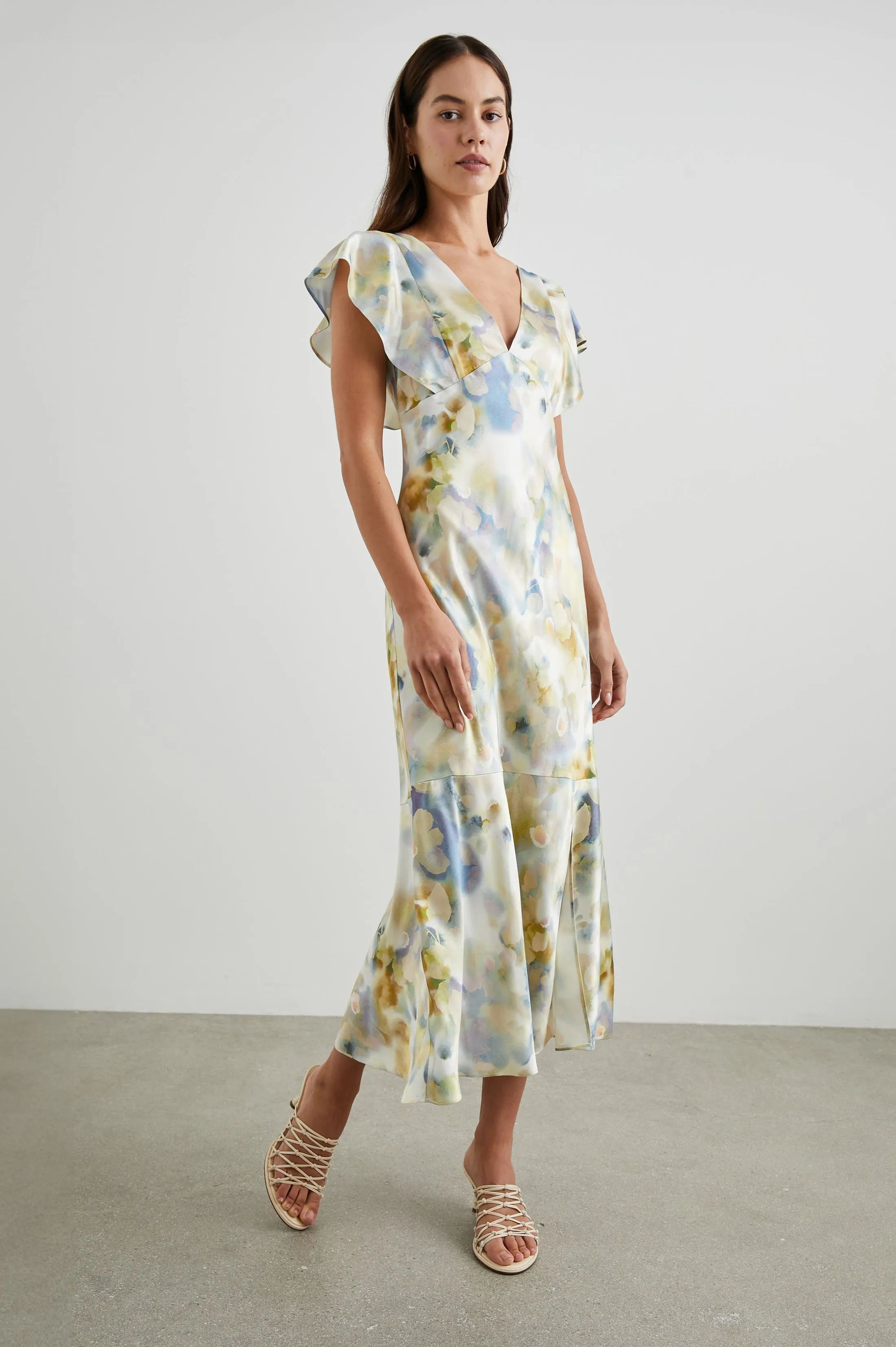 DINA DIFFUSED BLOSSOM RUFFLE DRESS