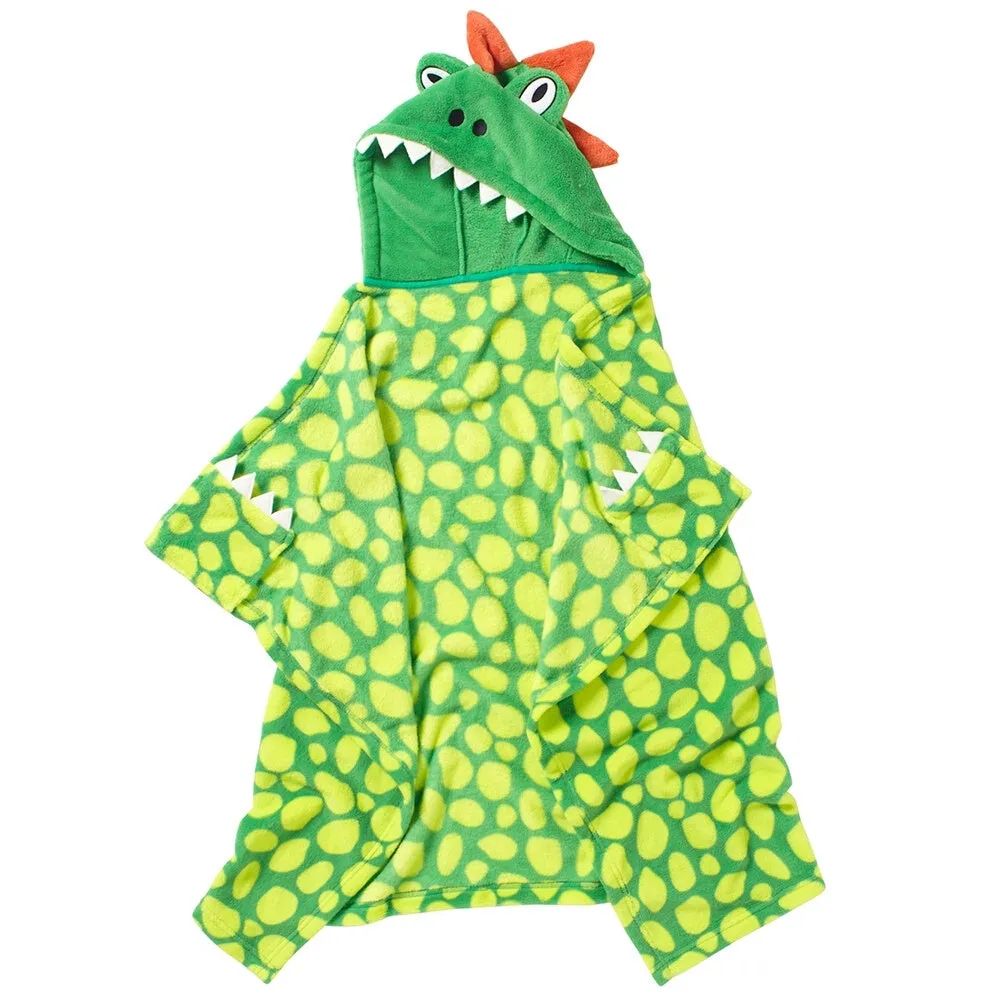 Dinosaur Hooded Cuddle Blanket in Green Multicolour