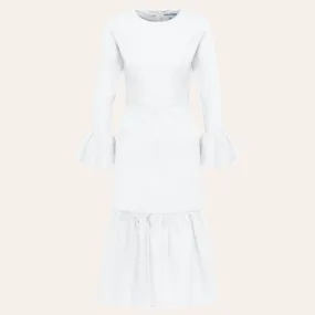 EHE Apparel Audrey ruffled Dress - White