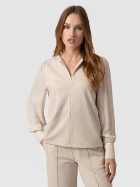 Esme Zip Up Top - Light Beige