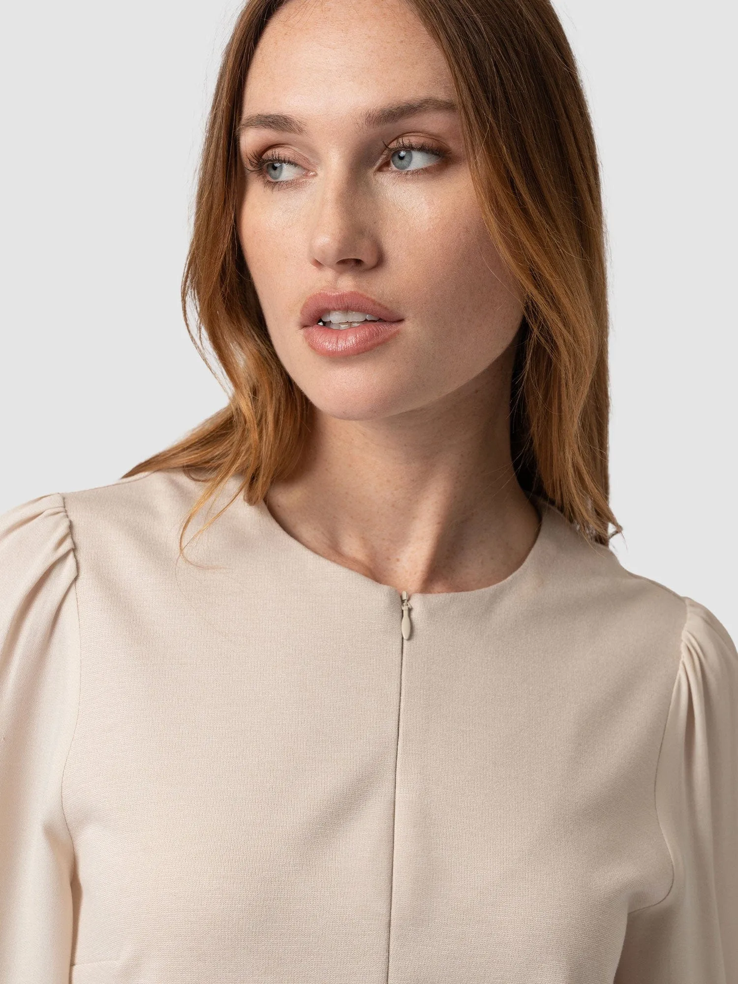 Esme Zip Up Top - Light Beige