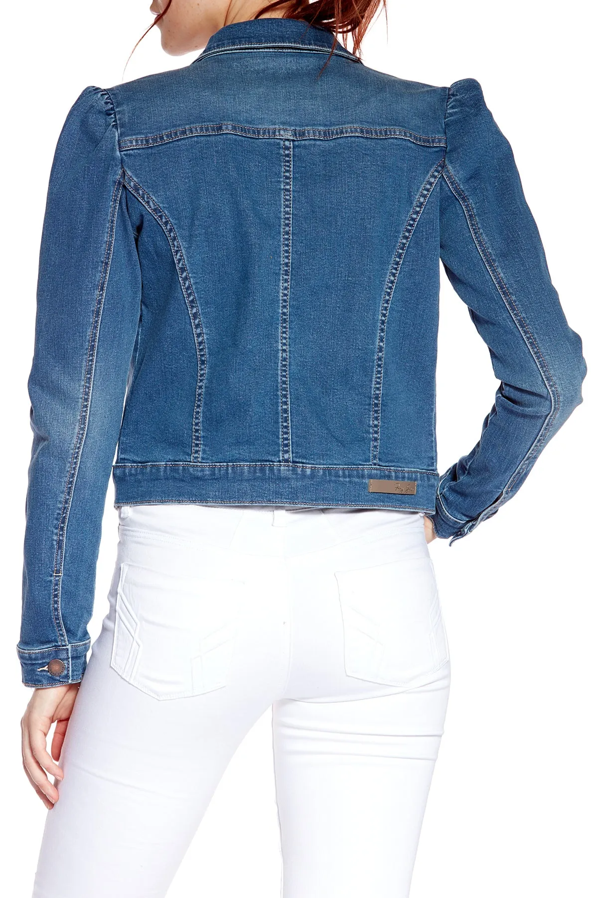 FARRAH -  Ladies Denim Trucker Jacket - Medium Blue Wash