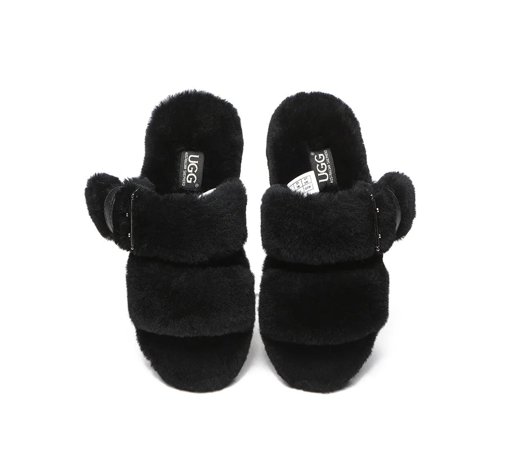 Fluffy Slides Women Jamia High Platform