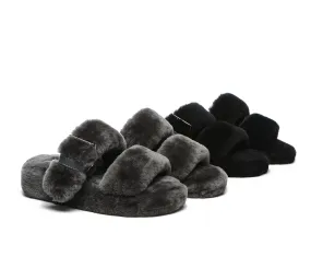 Fluffy Slides Women Jamia High Platform