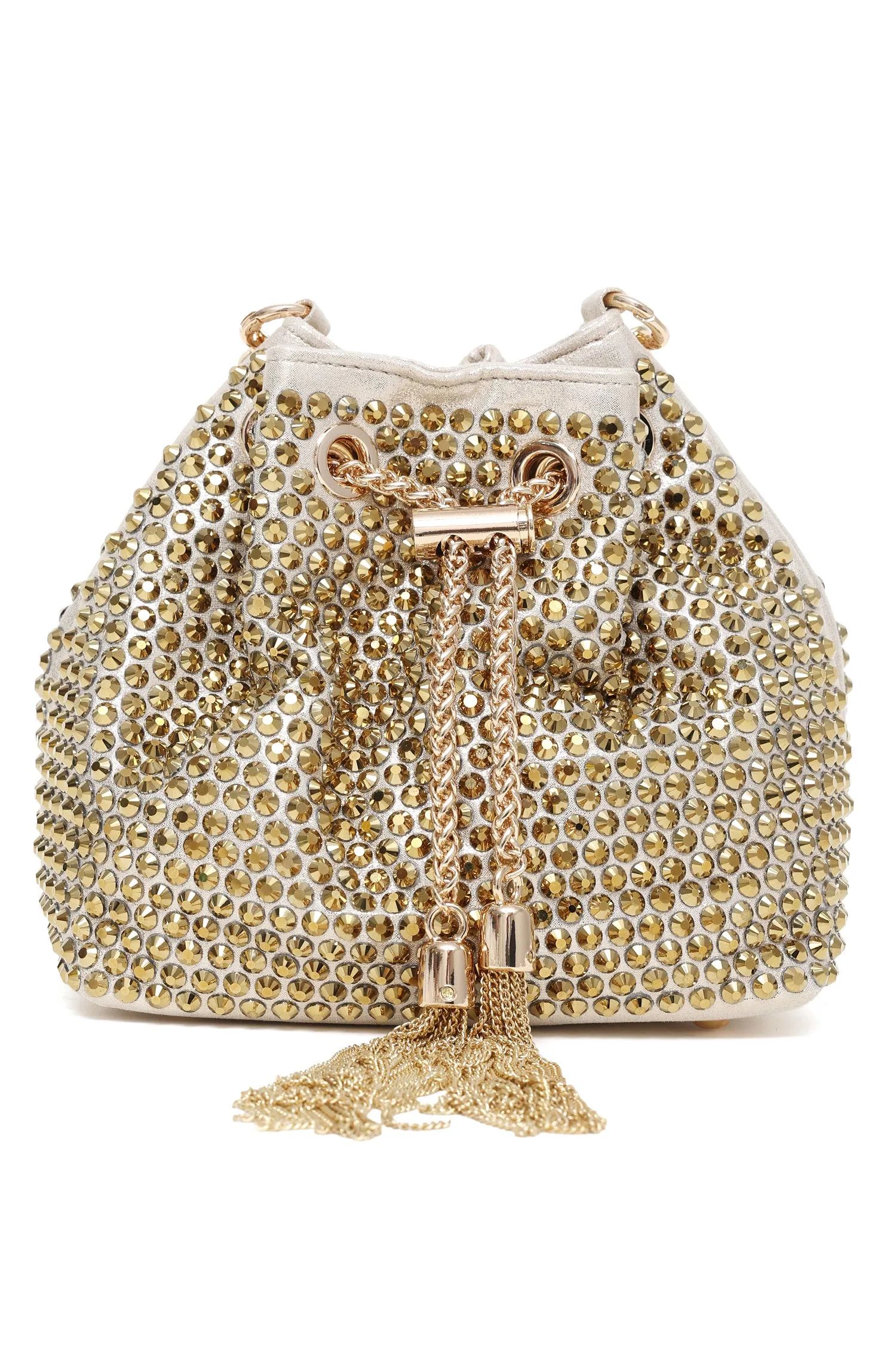 GLAM TASSEL DRAWSTRING BAG-GOLD