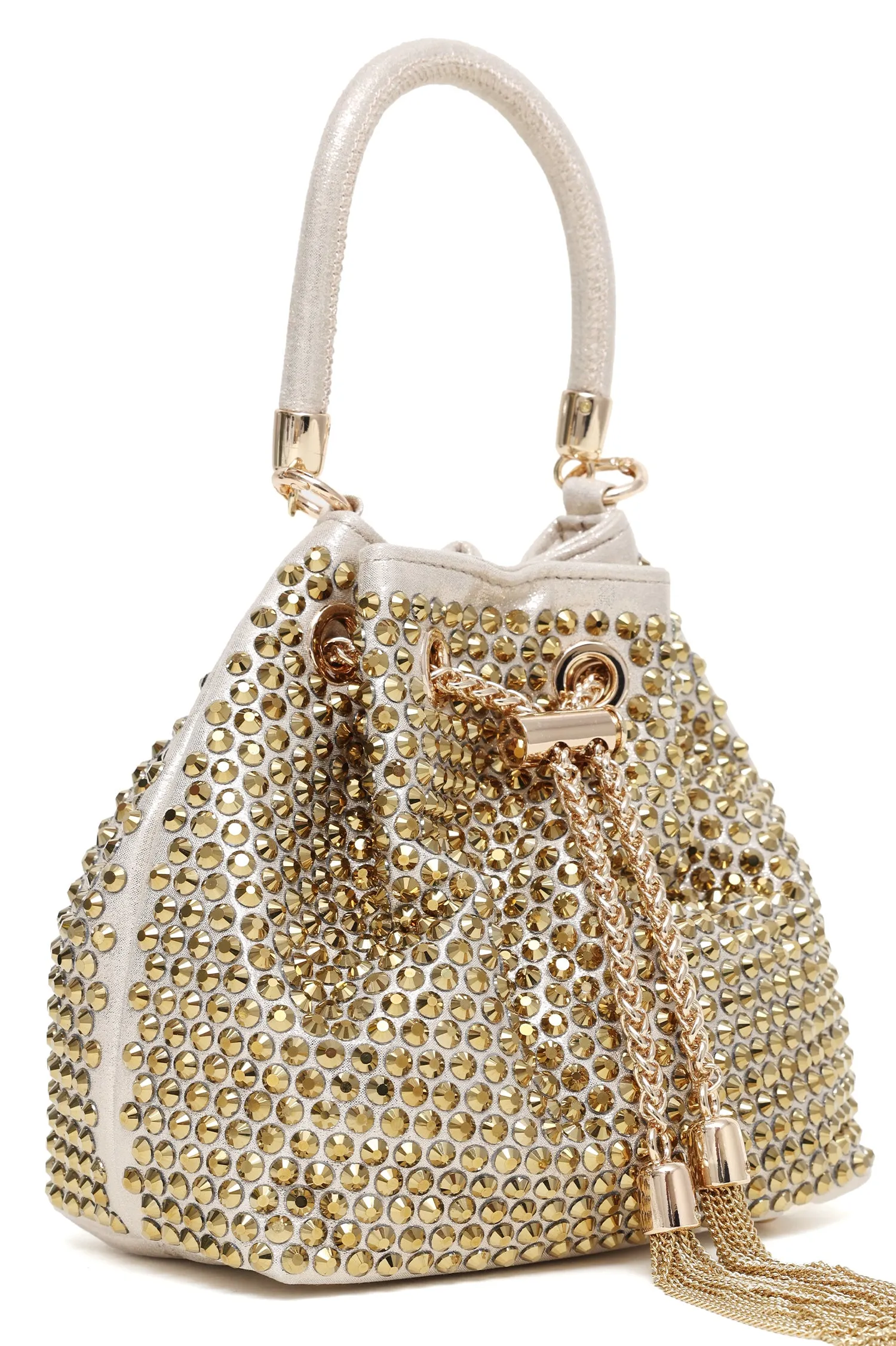 GLAM TASSEL DRAWSTRING BAG-GOLD