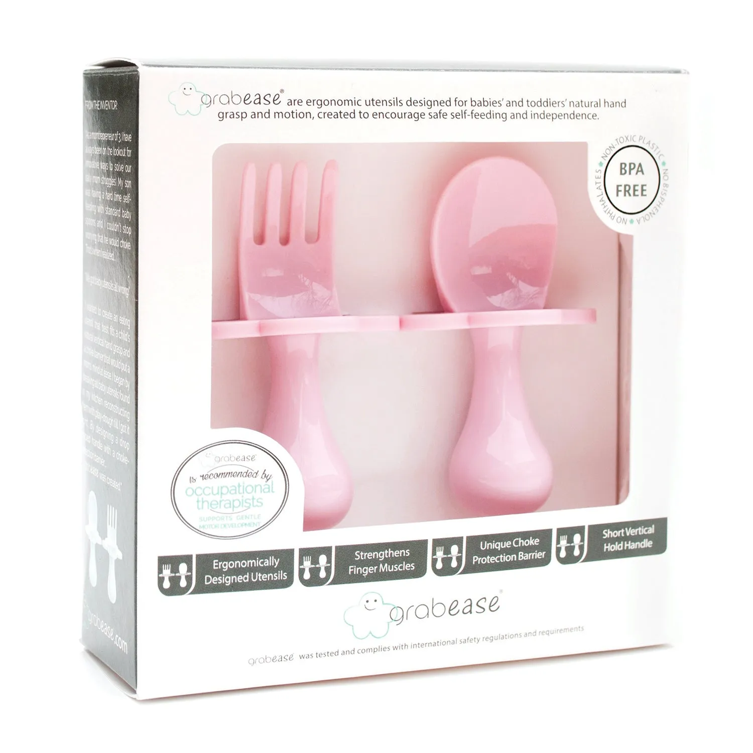 Grabease Stage 2 Self feeding Fork and Spoon Set - Blush Pink