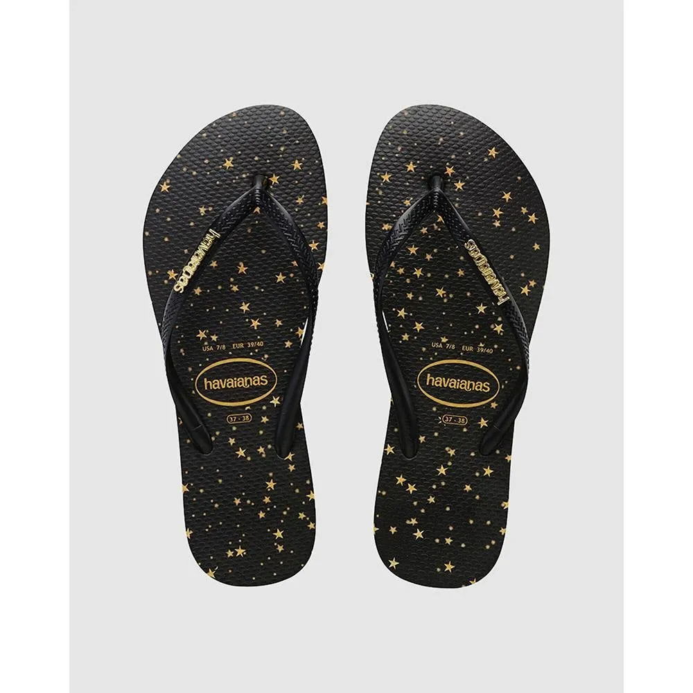 Havaianas Slim Metal Logo Stars Black/Gold