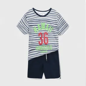 Kids Soft Cotton Printed Stripe Suit