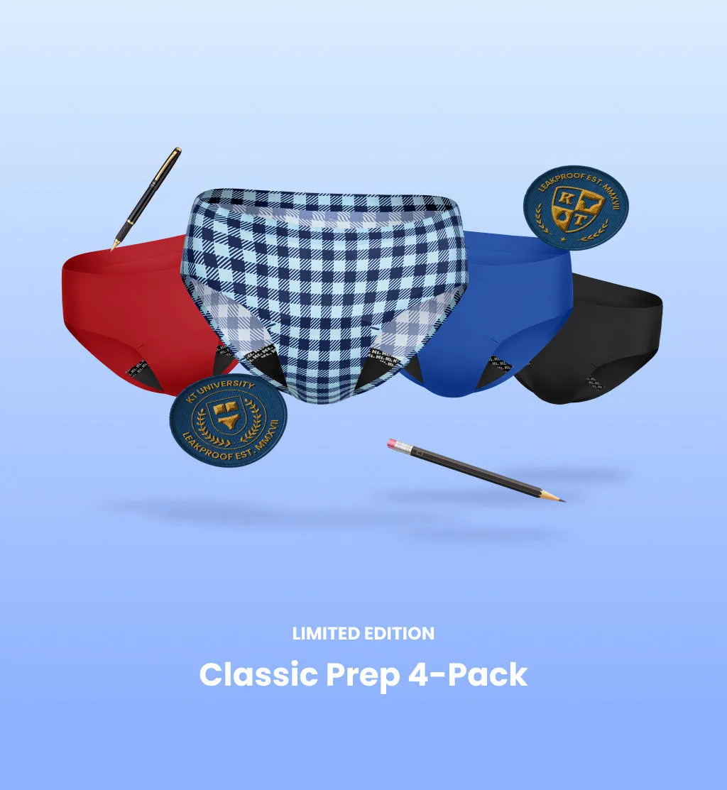 Leakproof UltraThin No-Show Underwear 4-Pack - Classic Prep