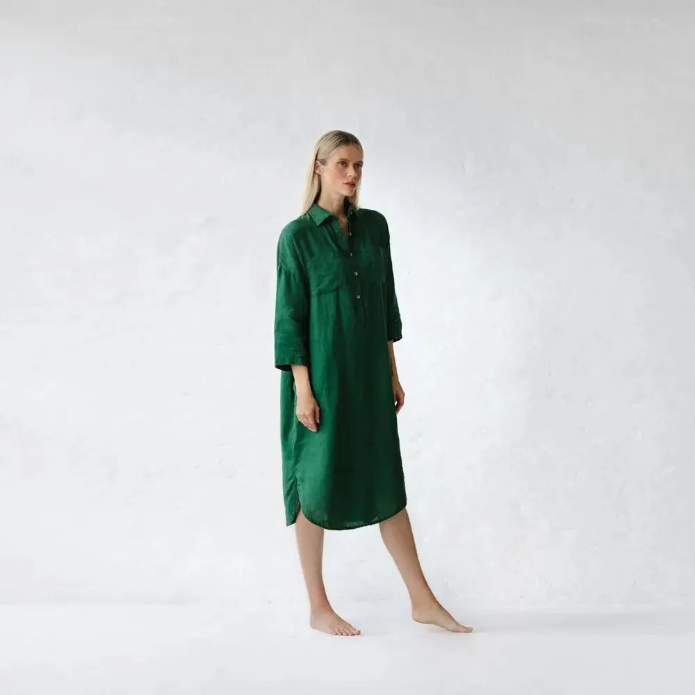 Linen shirt-dress green by Seaside Tones