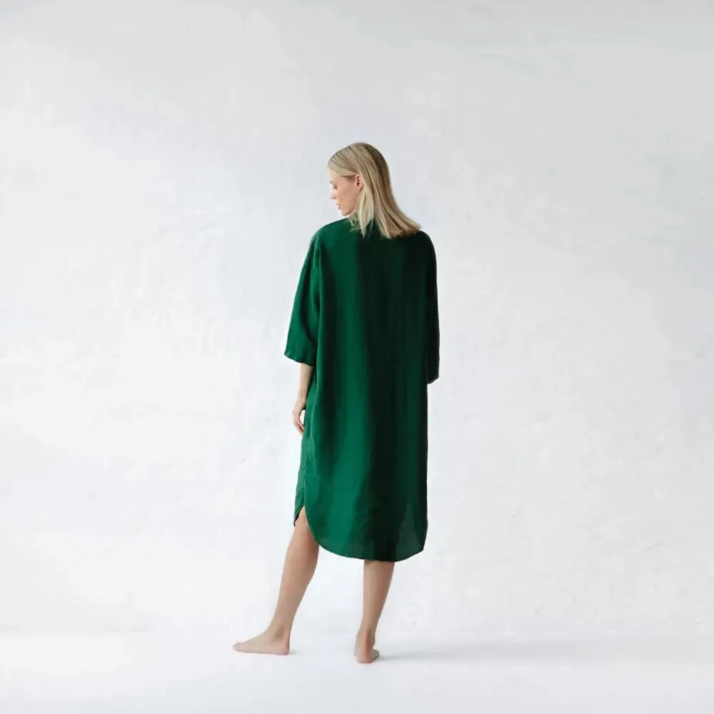 Linen shirt-dress green by Seaside Tones