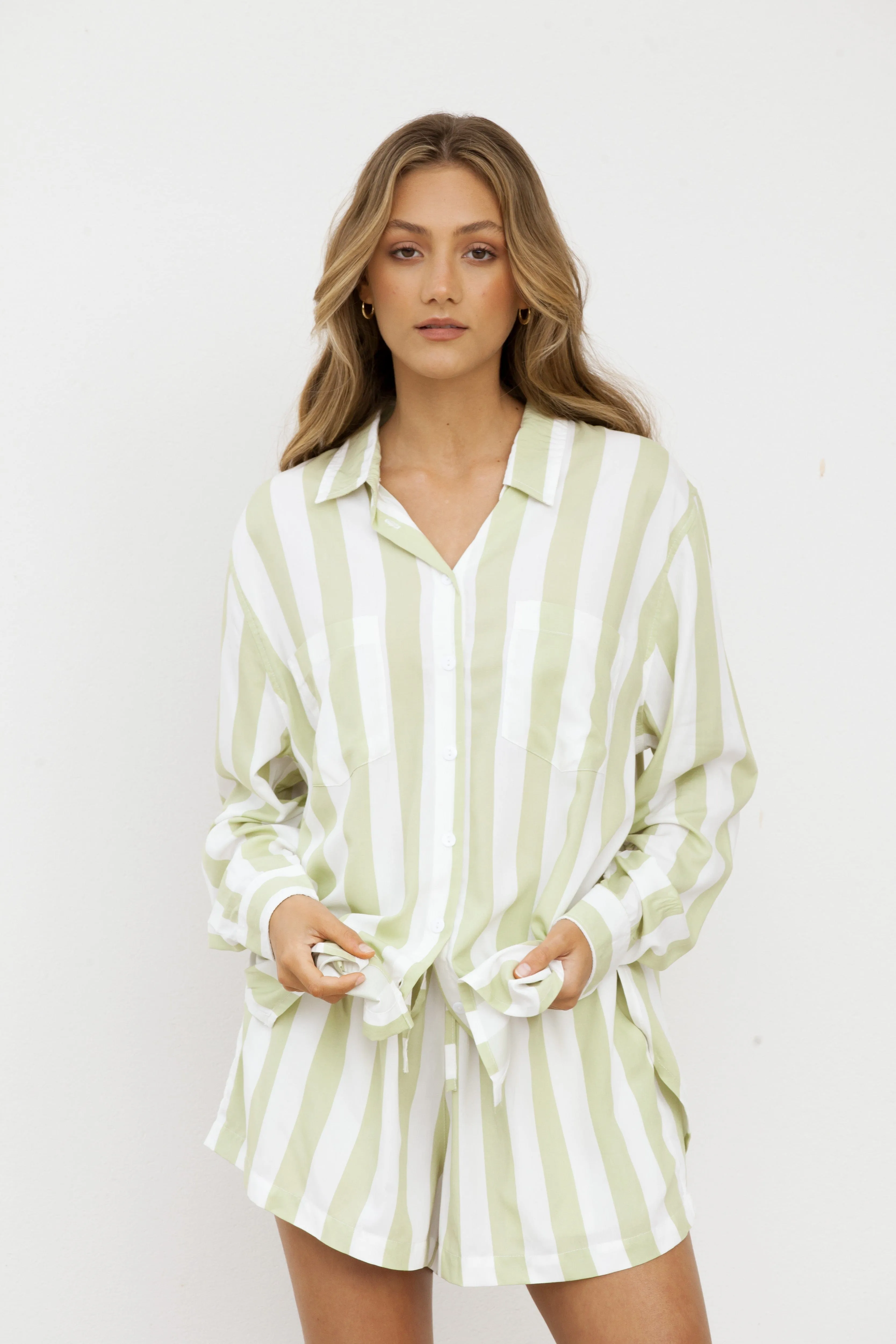 Marlon Sleep Set - Stripe - Margarita Green