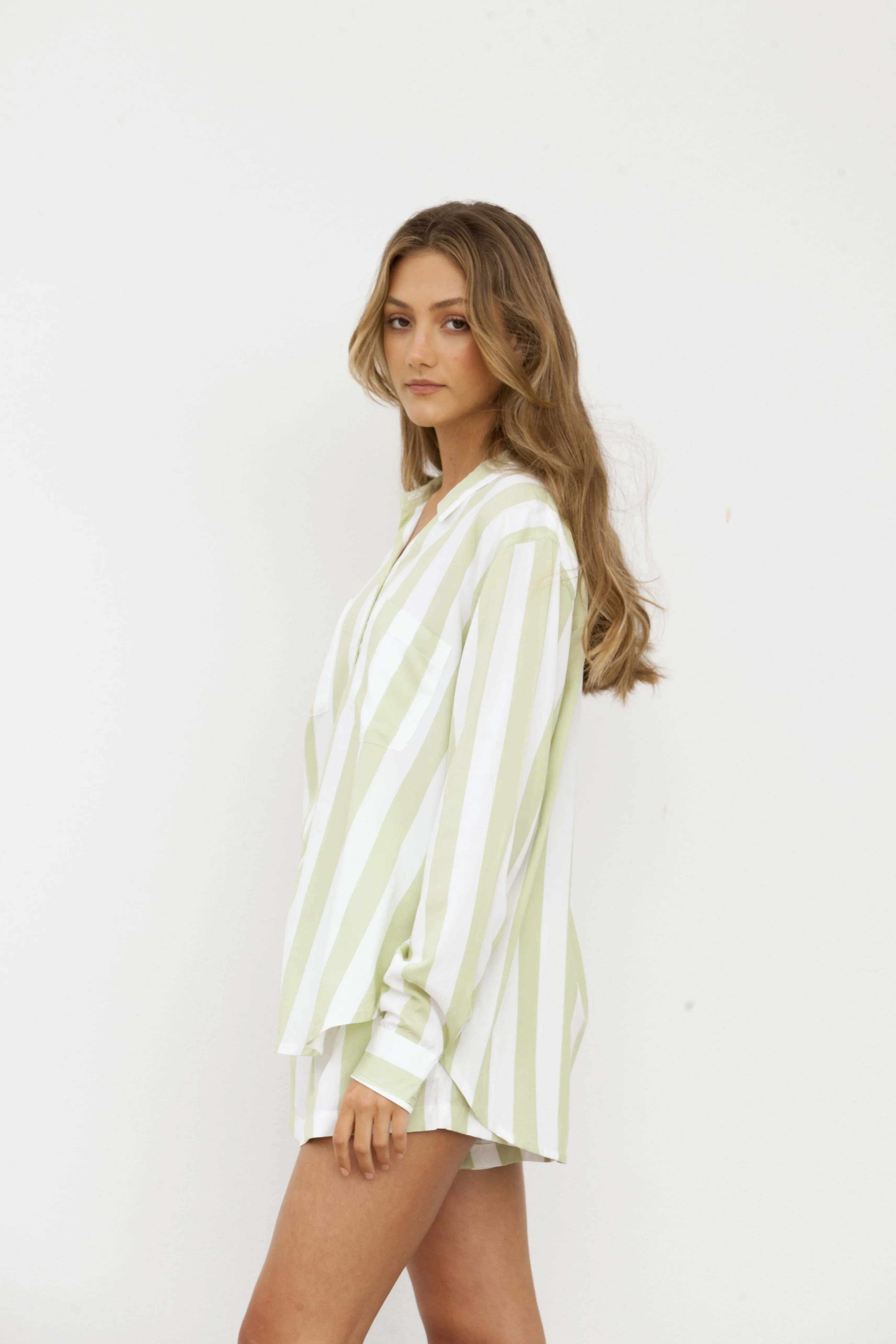 Marlon Sleep Set - Stripe - Margarita Green