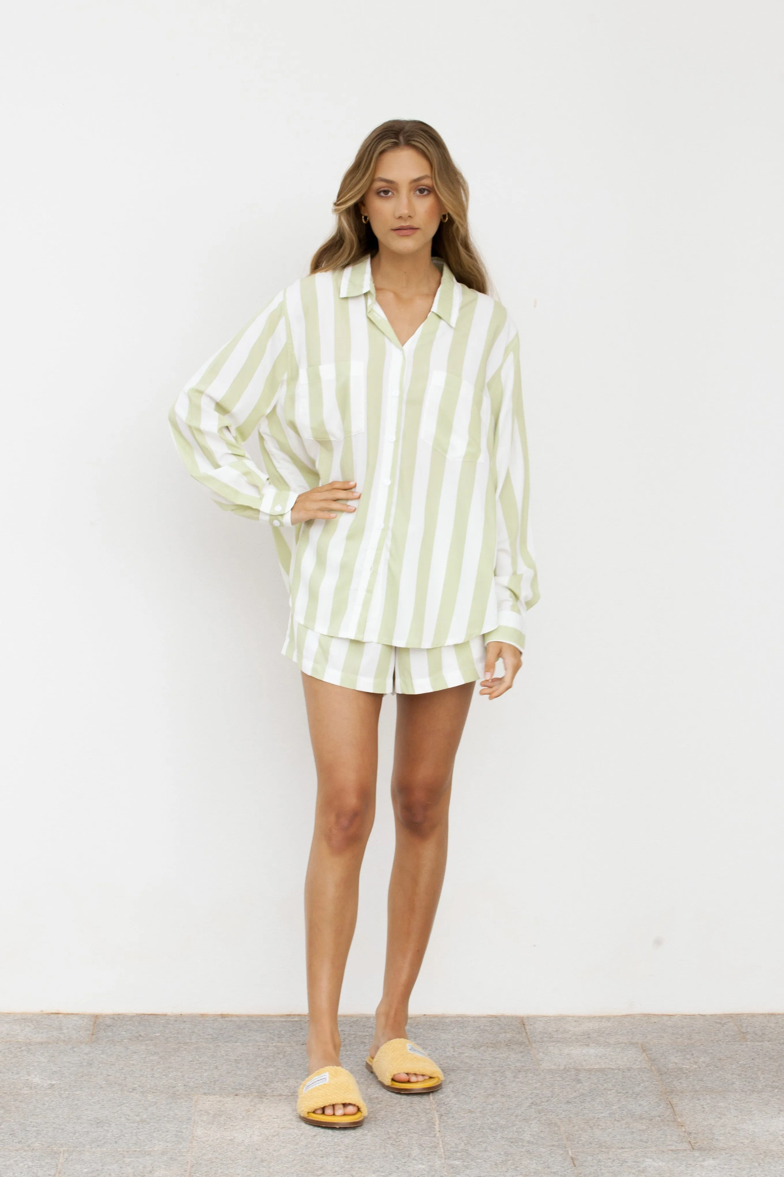 Marlon Sleep Set - Stripe - Margarita Green