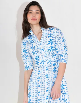 Marni Cotton Midi Dress - Floral Vine Blue - SALE