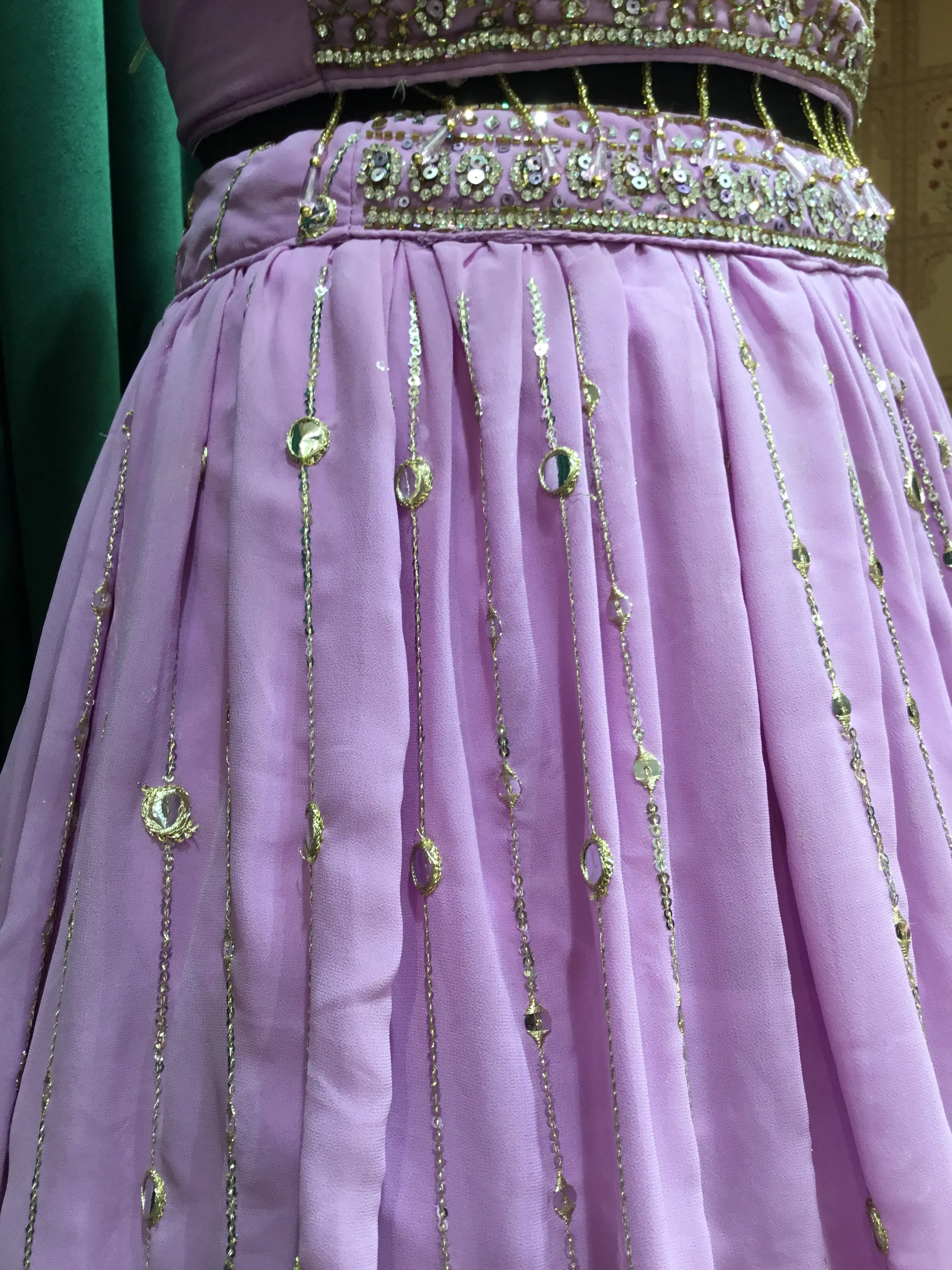 Mauve Georgette lehenga with sequins and Cut Dana