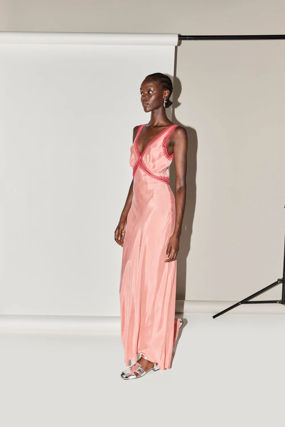 Meet Me On The Dance Floor Bias Cut Maxi Dress Coral