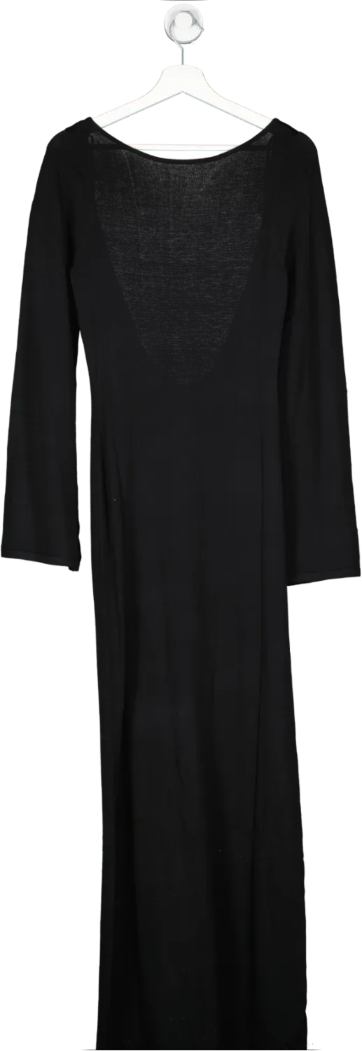 Meshki Black Marleigh Flare Sleeve Knit Maxi Dress UK M