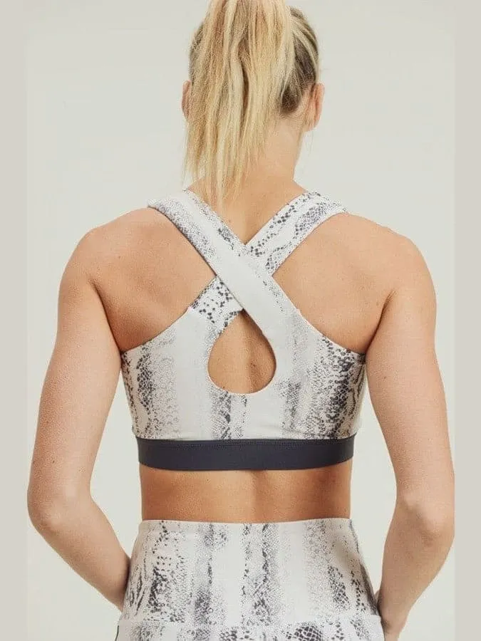 Monochrome Snake Print Set W/ Overlay Back