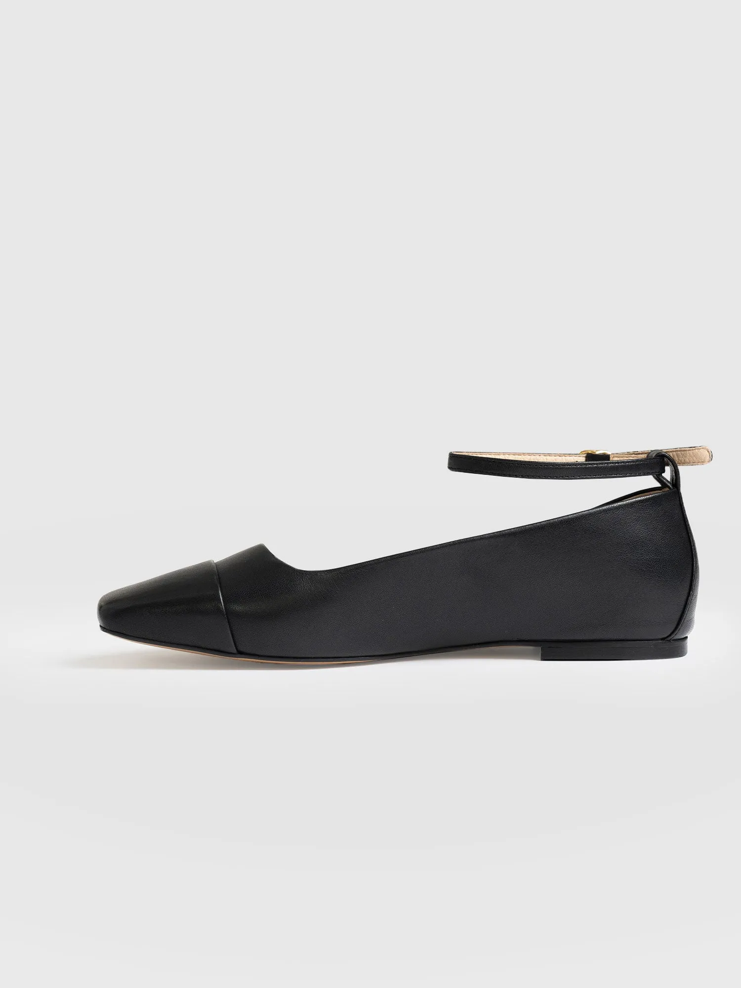 Ophelia Leather Ballerinas - Black