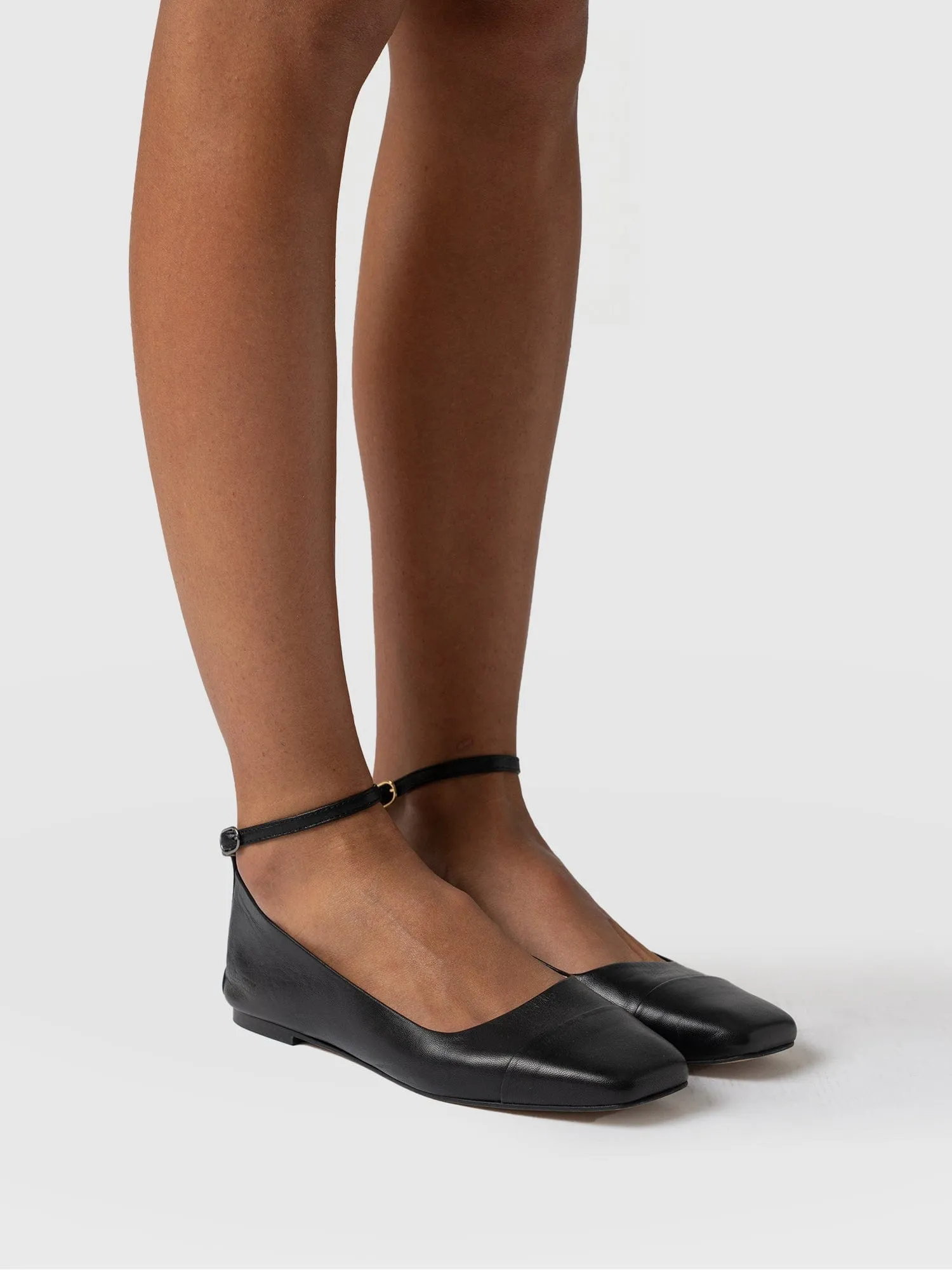 Ophelia Leather Ballerinas - Black