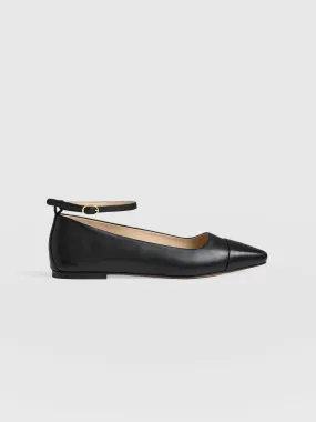 Ophelia Leather Ballerinas - Black