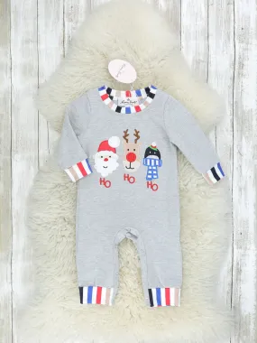 "HO HO HO" Striped Romper