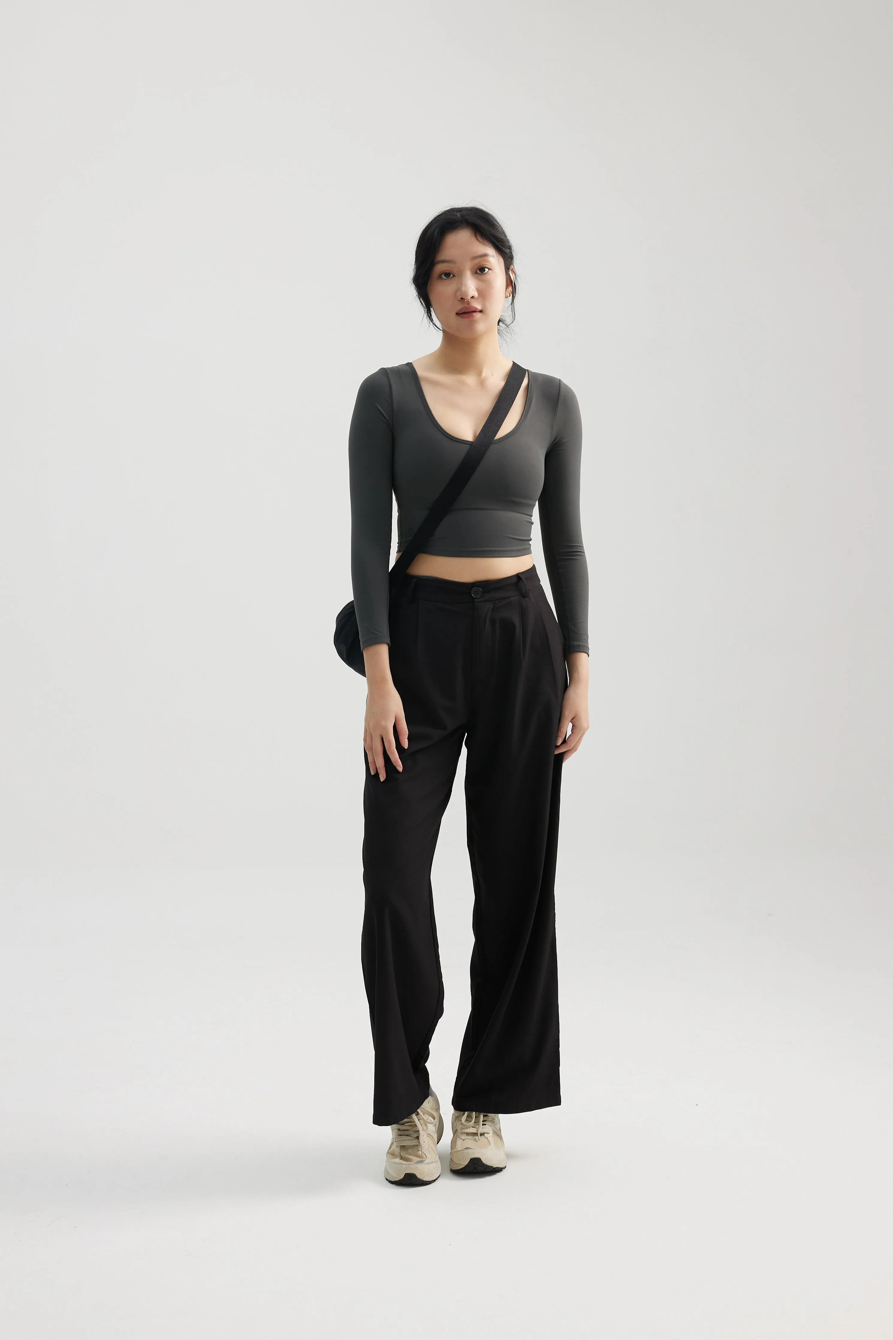 Reversible Long Sleeve Crop in Truffle