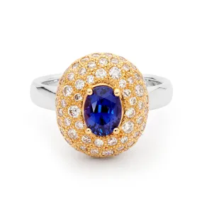 Sapphire and Diamond Pave Set Ring