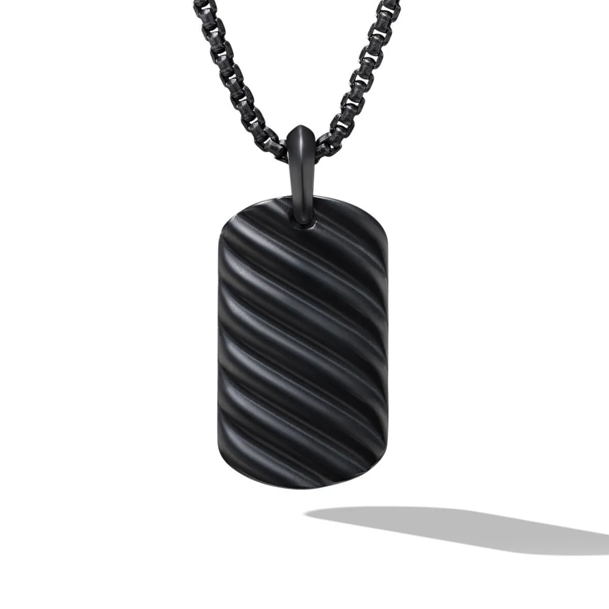 Scuplted Cable Tag in Black Titanium