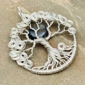 Sterling Silver Spiral Tree - Black Moon