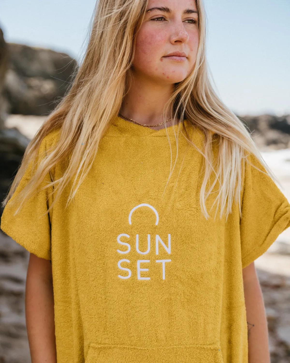 Sunset Surf Changing Towel Poncho - Pineapple Yellow